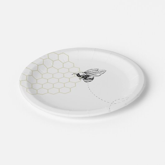 Honigbienen-Party Pappteller (Schrägansicht)