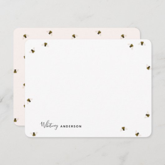Honigbienen-Personalisiert Stationery Note Card Mitteilungskarte (Vorne/Hinten)