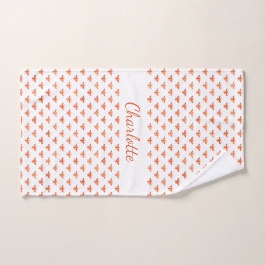 Honigbienen Rose Gold-Monogramm-Skript Badhandtuch Set (Handtuch)