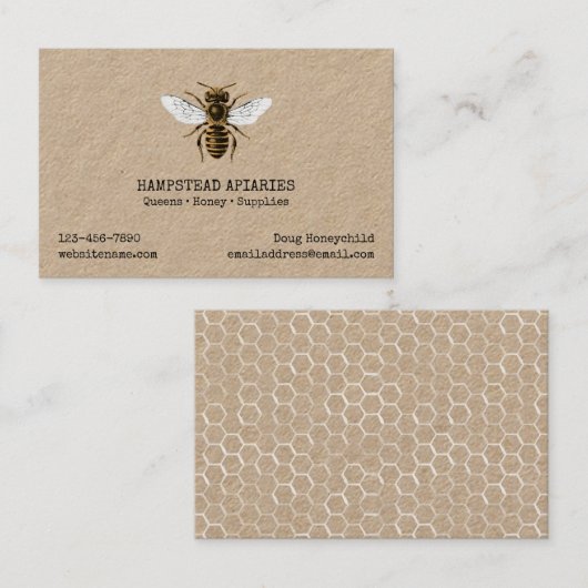 Honigbienen-rustikales Bienenhaus Visitenkarte (Vorne/Hinten)