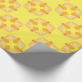 Honigbienen tanzen viereckige Muster auf Zitroneng Geschenkpapier (Ecke)