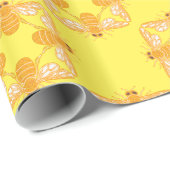 Honigbienen tanzen viereckige Muster auf Zitroneng Geschenkpapier (Rolleneckpunkt)