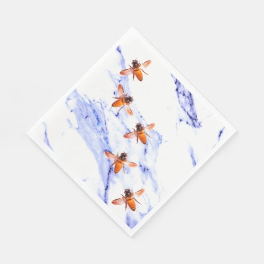 Honigbienen und blauer Marmor Serviette (Ecke)