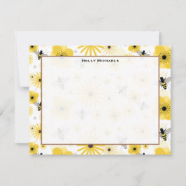 Honigbienen und Blume flache Notizen Einladung