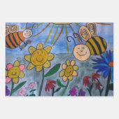 Honigbienen und Blume Geschenkpapier Set (Vorderseite)