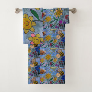 Honigbienen und Blume Handtuch Set