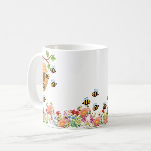 Honigbienen und Blume Kaffeetasse (Vorderseite Links)