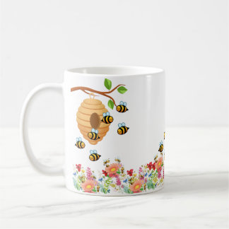 Honigbienen und Blume Kaffeetasse