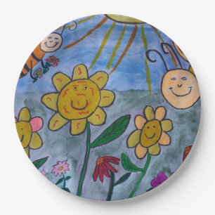 Honigbienen und Blume Pappteller
