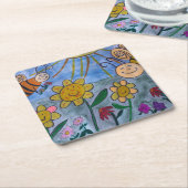 Honigbienen und Blume Rechteckiger Pappuntersetzer (angewinkelt)