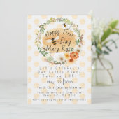 Honigbienen und Blume zum ersten Geburtstag Einladung (Stehend Vorderseite)