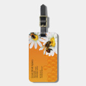 Honigbienen und Daisy-Blume Gepäckanhänger (Vorderseite vertikal)
