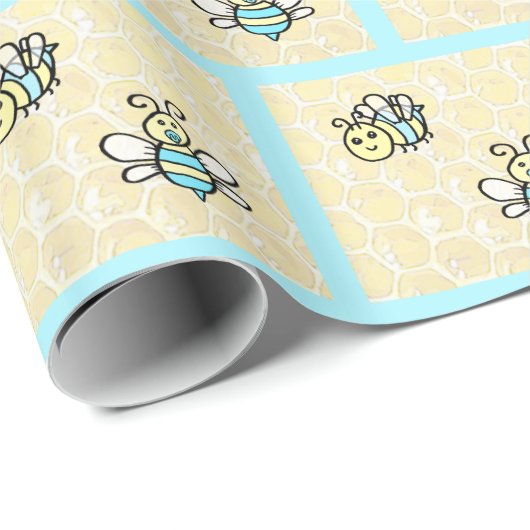 Honigbienen und Honeycomb Babydusche oder Geburtst Geschenkpapier (Rolleneckpunkt)