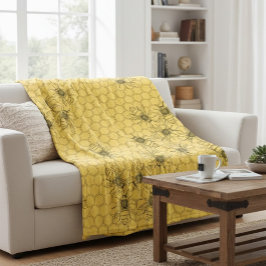 Honigbienen und Honigwaben Fleecedecke