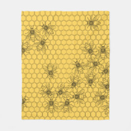 Honigbienen und Honigwaben Fleecedecke