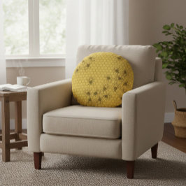 Honigbienen und Honigwaben Rundes Kissen