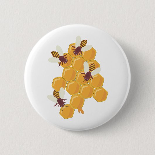 Honigbienen und Honigwabendesign Button (Vorderseite)