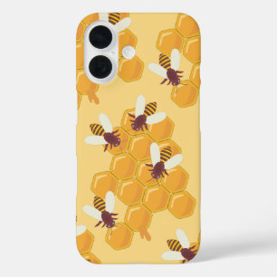 Honigbienen und Honigwabendesign iPhone 16 Hülle
