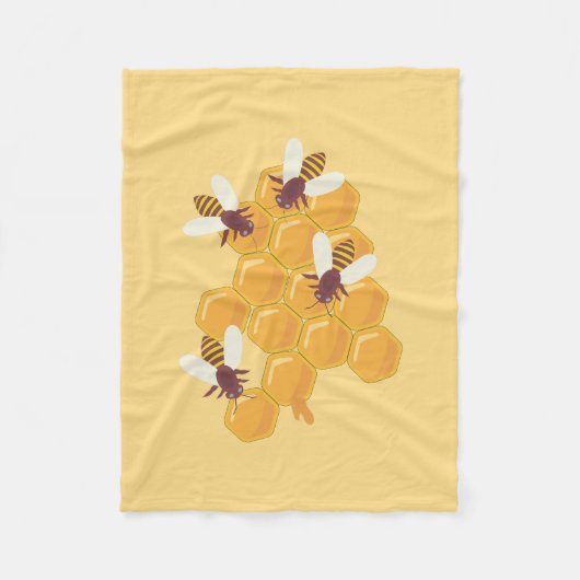 Honigbienen und Honigwabendesign Fleecedecke (Vorderseite)