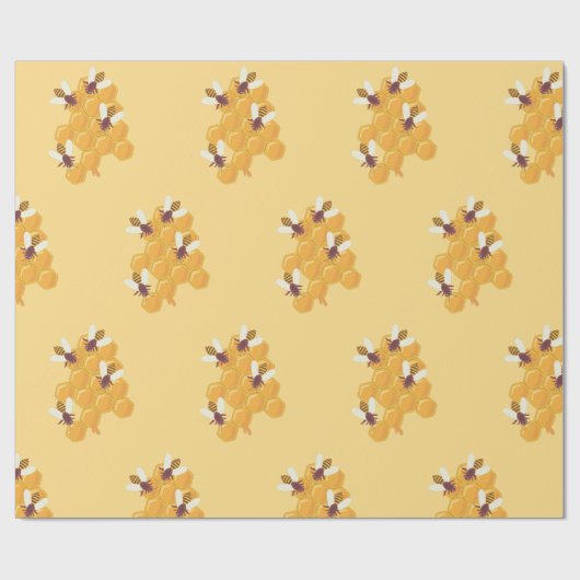 Honigbienen und Honigwabendesign Geschenkpapier (Flach)