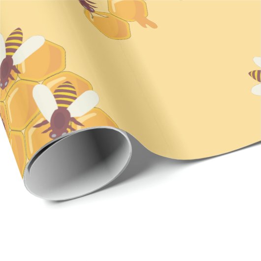 Honigbienen und Honigwabendesign Geschenkpapier (Rolleneckpunkt)