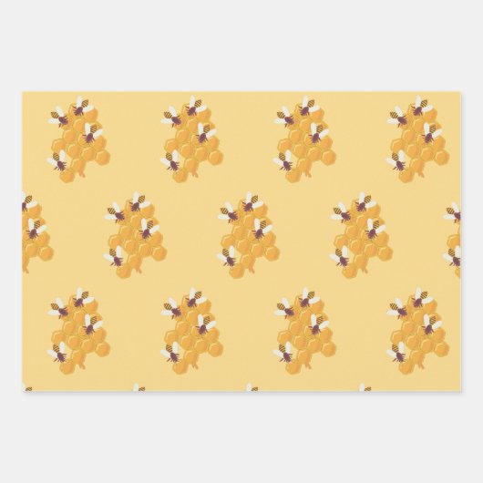 Honigbienen und Honigwabendesign Geschenkpapier Set (Vorderseite)