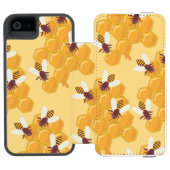 Honigbienen und Honigwabendesign Incipio iPhone Geldbeutel-Hülle (Folio Geöffnet)