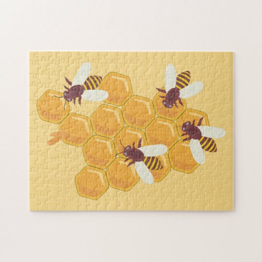 Honigbienen und Honigwabendesign Puzzle (Horizontal)