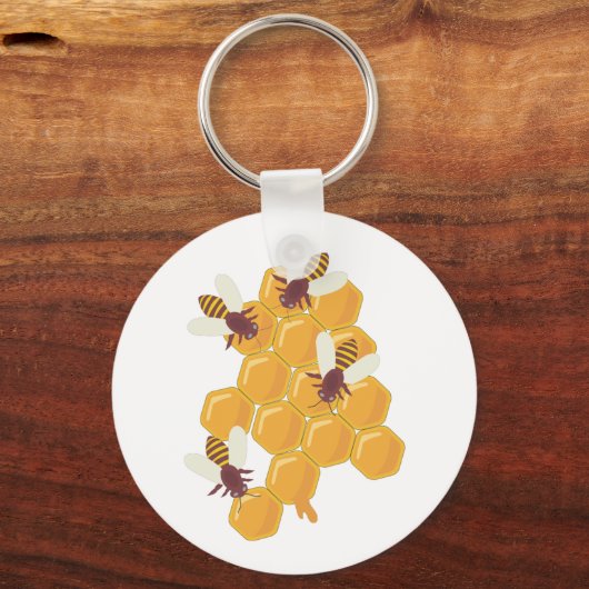 Honigbienen und Honigwabendesign Schlüsselanhänger (Vorderseite)