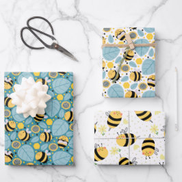 Honigbienen und Sonnenblumen Geschenkpapier Set