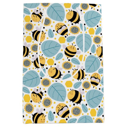 Honigbienen und Sonnenblumen Mittlere Geschenktüte (Vorderseite)