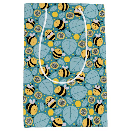 Honigbienen und Sonnenblumen Mittlere Geschenktüte (Vorderseite)