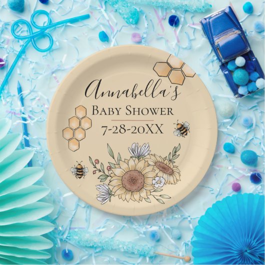 Honigbienen und Sonnenblumen Pappteller (Party)