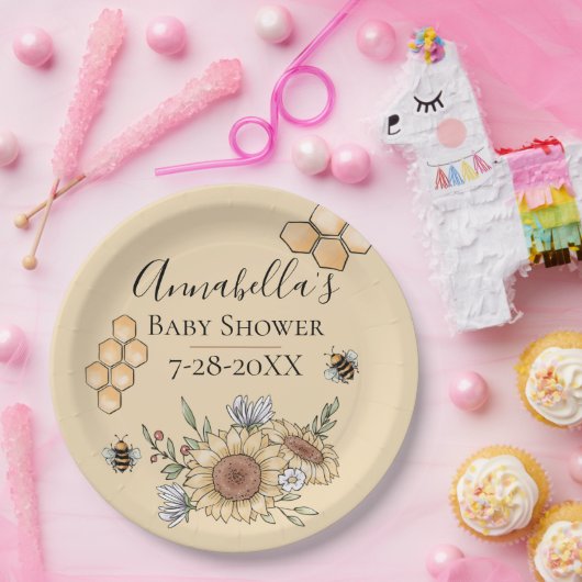 Honigbienen und Sonnenblumen Pappteller (Party)