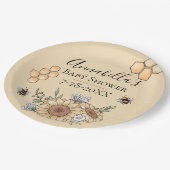 Honigbienen und Sonnenblumen Pappteller (Schrägansicht)