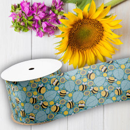 Honigbienen und Sonnenblumen Satinband