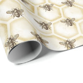 Honigbienen Vintage Honigwabenmuster Geschenkpapier (Rolleneckpunkt)