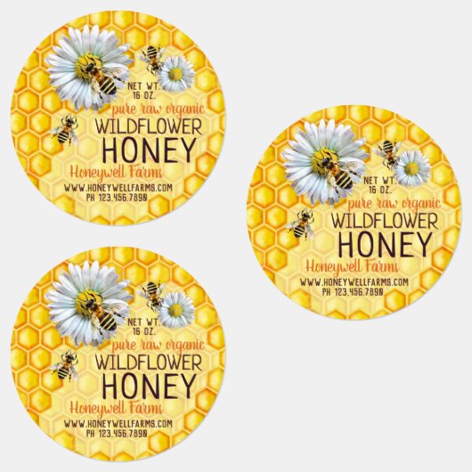 Honigbienen Wildblume Honey Apiary Jar Lid Etiketten (Gruppe)