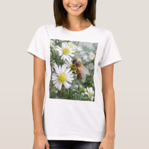 Honigbienen Wildblumen Blumen Gänseblümchen Foto T-Shirt