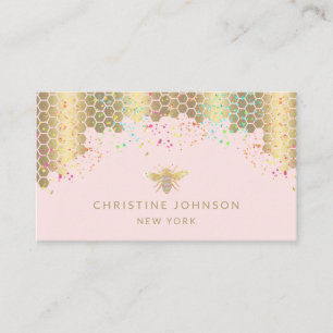 Honigbienendesign Imitate Glitzer auf Rosa Visitenkarte