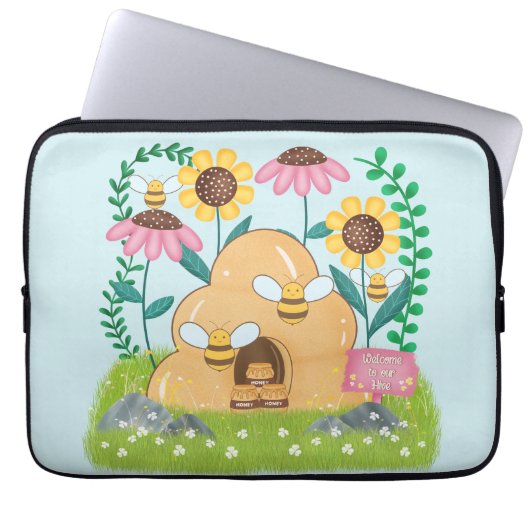 Honigbienenfamilie Laptopschutzhülle (Vorderseite)