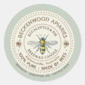 Honigbienensiegel Gelber Imker Apiary Sage Border Runder Aufkleber (Vorderseite)