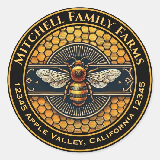 Honigbienensiegel Runder Aufkleber (Vorderseite)