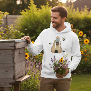 Honigbienenstock mit blauer Blume und Bienen Hoodie