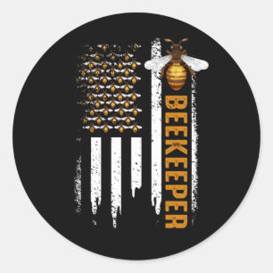 Honigbienenzucht Bienenzucht Bienenhalter USA Flag Runder Aufkleber