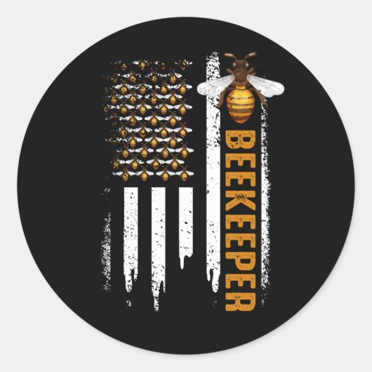 Honigbienenzucht Bienenzucht Bienenhalter USA Flag Runder Aufkleber (Vorderseite)