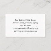 Honigbienenzuchtprodukte aus Rustic Honey Visitenkarte (Rückseite)