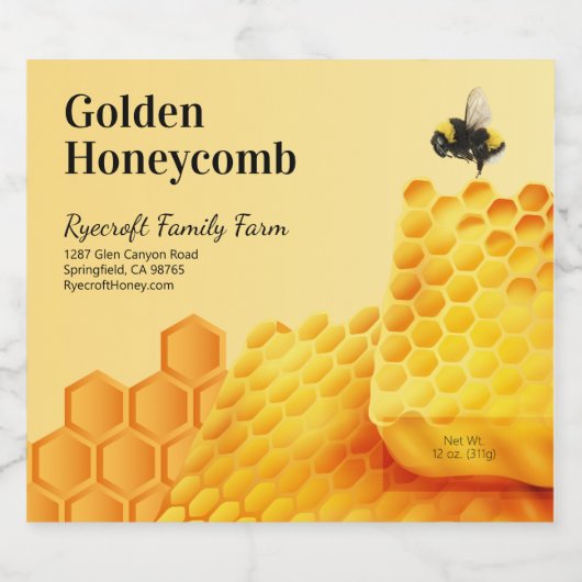 Honigbox-Label für Bienen und Golden Cut Comb Bierflaschenetikett (Einzelnes Label)