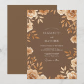 Honigbraune Blätterhochzeit Einladung (Vorne/Hinten)
