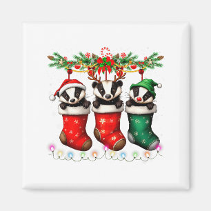 Honigdachs in Weihnachtsstrümpfen leuchtet Honigda Magnet